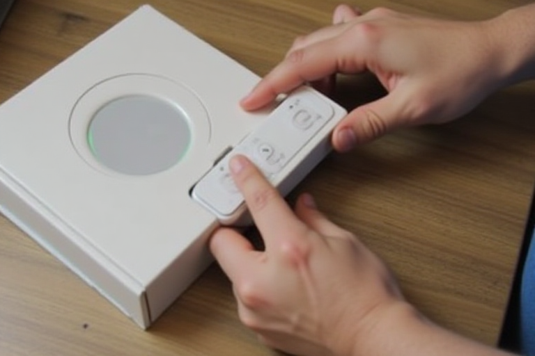 Person unboxing and setting up HomeHub device